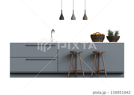 modern kitchen isolated on transparent background, home furniture, 3D illustration, cg render modern kitchen isolated on transparent background, home furniture, 3D illustration, cg render 138951842