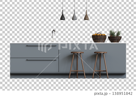modern kitchen isolated on transparent background, home furniture, 3D illustration, cg render modern kitchen isolated on transparent background, home furniture, 3D illustration, cg render 138951842