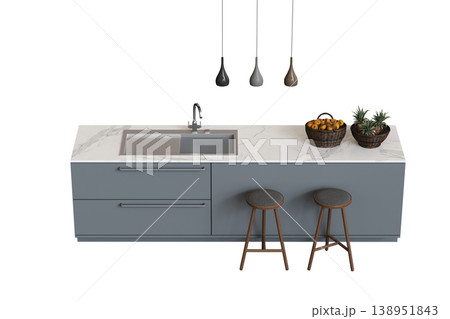modern kitchen isolated on transparent background, home furniture, 3D illustration, cg render modern kitchen isolated on transparent background, home furniture, 3D illustration, cg render 138951843