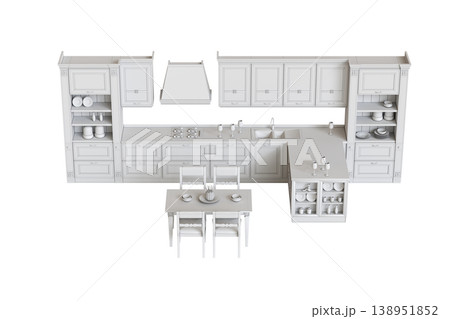 modern kitchen isolated on transparent background, home furniture, 3D illustration, cg render modern kitchen isolated on transparent background, home furniture, 3D illustration, cg render 138951852