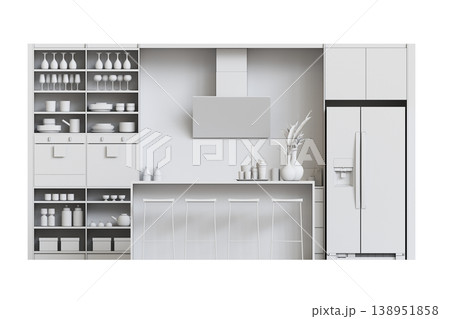 modern kitchen isolated on transparent background, home furniture, 3D illustration, cg render modern kitchen isolated on transparent background, home furniture, 3D illustration, cg render 138951858