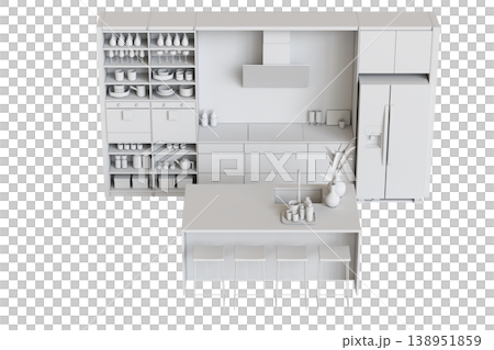 modern kitchen isolated on transparent background, home furniture, 3D illustration, cg render modern kitchen isolated on transparent background, home furniture, 3D illustration, cg render 138951859