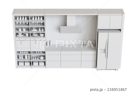modern kitchen isolated on transparent background, home furniture, 3D illustration, cg render modern kitchen isolated on transparent background, home furniture, 3D illustration, cg render 138951867