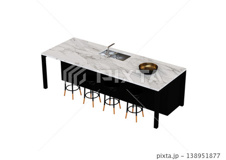 modern kitchen isolated on transparent background, home furniture, 3D illustration, cg render modern kitchen isolated on transparent background, home furniture, 3D illustration, cg render 138951877