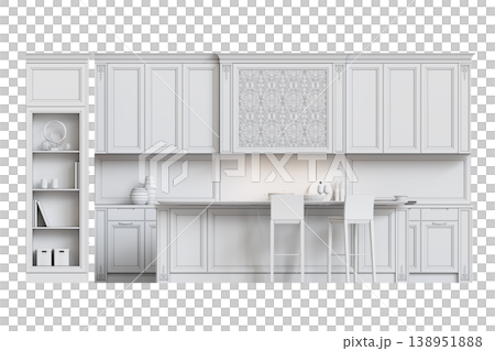 modern kitchen isolated on transparent background, home furniture, 3D illustration, cg render modern kitchen isolated on transparent background, home furniture, 3D illustration, cg render 138951888