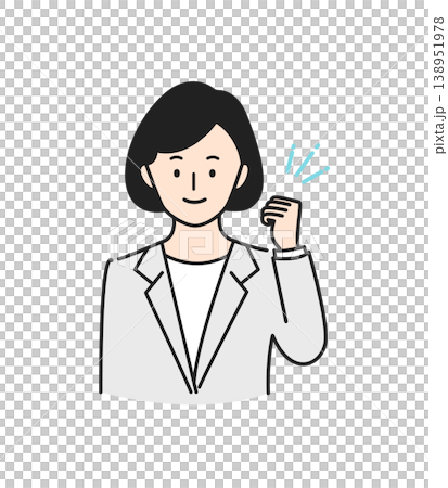 Woman in suit posing guts with smile Woman in suit posing guts with smile 138951978