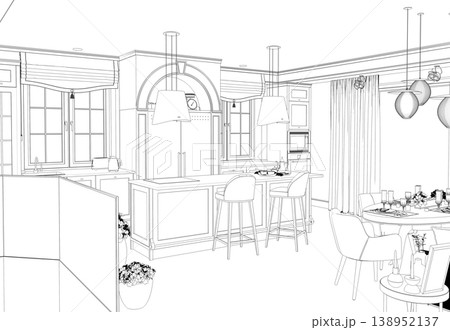 shopping mall, contour visualization, 3D illustration, sketch, outline shopping mall, contour visualization, 3D illustration, sketch, outline 138952137