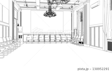 interior contour visualization, 3D illustration, sketch, outline interior contour visualization, 3D illustration, sketch, outline 138952291