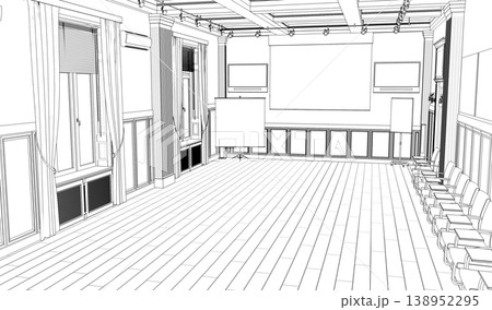 interior contour visualization, 3D illustration, sketch, outline interior contour visualization, 3D illustration, sketch, outline 138952295