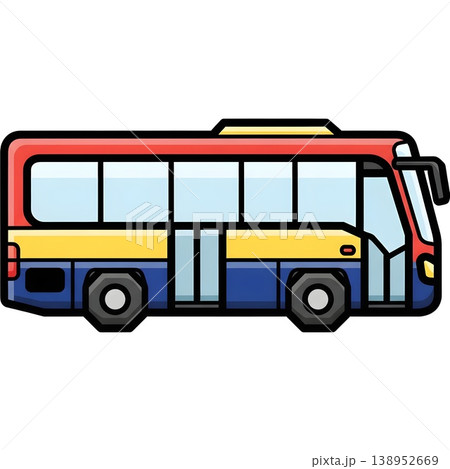 Colorful Cartoon Bus Public Transport Vehicle Illustration Colorful Cartoon Bus Public Transport Vehicle Illustration 138952669
