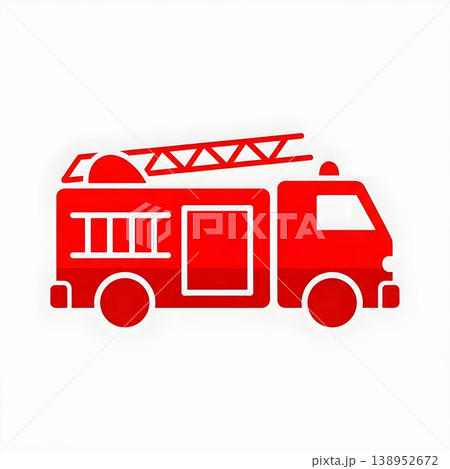 Red Fire Truck Emergency Vehicle Icon Graphic...のイラスト素材 [138952672] - PIXTA