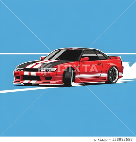 Red Sports Car Drifting Speed Racing Vehicle Illustration Red Sports Car Drifting Speed Racing Vehicle Illustration 138952688