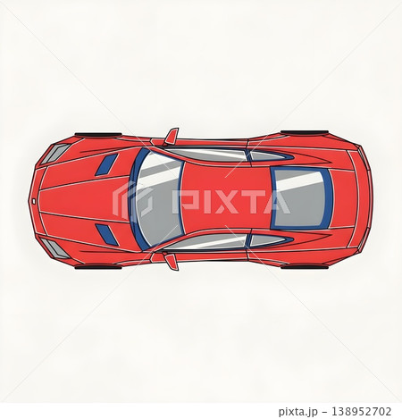 Sleek Red Sports Car Top View Design Illustration Sleek Red Sports Car Top View Design Illustration 138952702