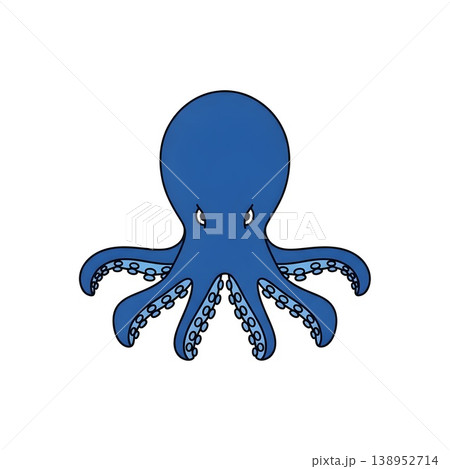 Fierce Blue Cartoon Octopus Marine Animal Character Isolated 138952714