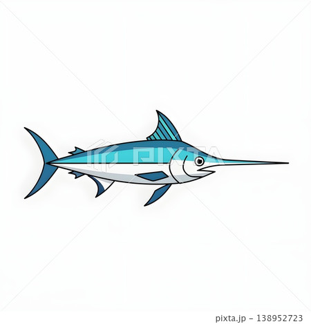 Blue Marlin Swordfish Ocean Creature Marine Animal Illustration Blue Marlin Swordfish Ocean Creature Marine Animal Illustration 138952723