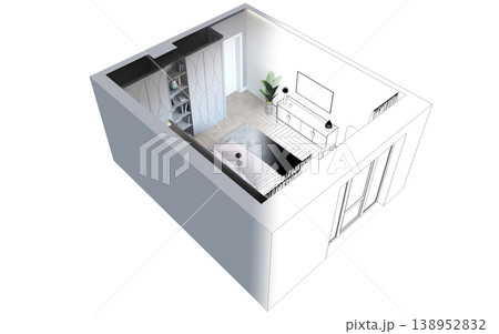 bedroom, interior visualization, 3D illustration 138952832