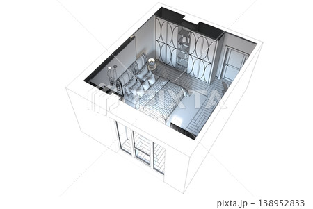 bedroom, interior visualization, 3D illustration bedroom, interior visualization, 3D illustration 138952833