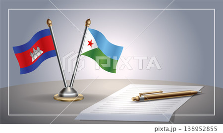 Small national flag of Colombia and Djibouti flag Relation, Template Vector Illustration 138952855