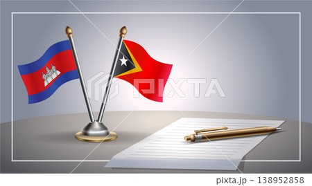 Small national flag of Colombia and East Timor flag Relation, Template Vector Illustration 138952858