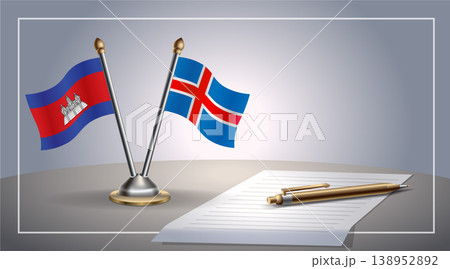 Small national flag of Colombia and Iceland flag Relation, Template Vector Illustration 138952892