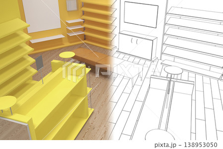 commercial premises, shop, interior visualization, 3D illustration 138953050