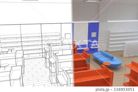commercial premises, shop, interior visualization, 3D illustration 138953051