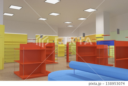 commercial premises, shop, interior visualization, 3D illustration 138953074