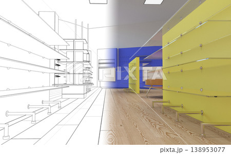 commercial premises, shop, interior visualization, 3D illustration commercial premises, shop, interior visualization, 3D illustration 138953077