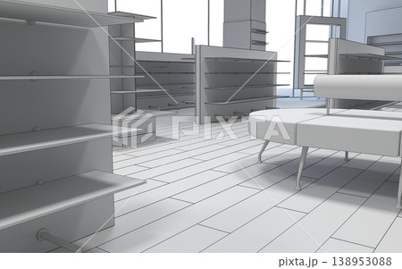 commercial premises, shop, interior visualization, 3D illustration 138953088