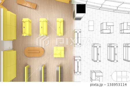 commercial premises, shop, interior visualization, 3D illustration 138953114