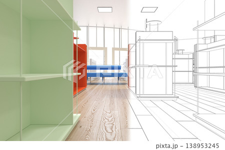 shopping mall, interior visualization, 3D illustration shopping mall, interior visualization, 3D illustration 138953245