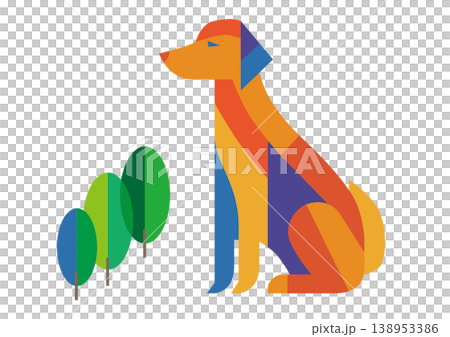 Dog illustration icon material of rescue dogs working at disaster sites Dog illustration icon material of rescue dogs working at disaster sites 138953386