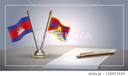 Small national flag of Colombia and Tibet flag Relation, Template Vector Illustration 138953434