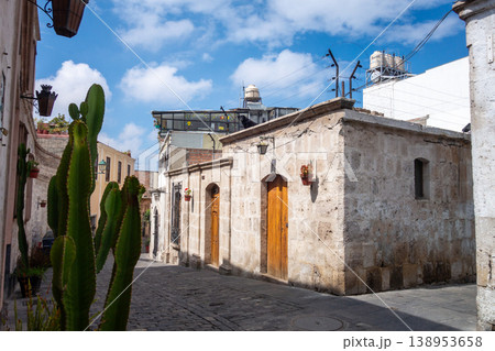 Houses in Arequipa, Peru with cactus and cobblestone streets Houses in Arequipa, Peru with cactus and cobblestone streets 138953658