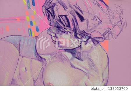 human's figure, watercolor painting, illustration 138953769