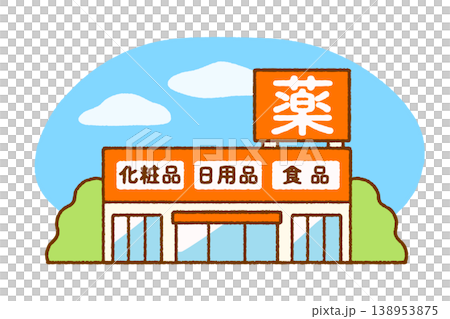 Exterior illustration of a drugstore | Stores, shopping, commercial facilities 138953875