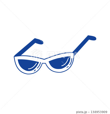 Sunglasses vector blue line art doodle summer accessory icon for beach branding 138953909