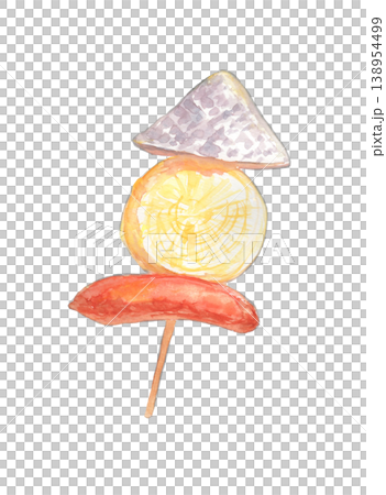 關東煮串的水彩插圖 關東煮串的水彩插圖 138954499