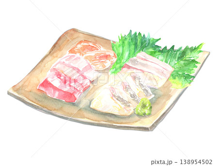 刺身の盛り合わせの水彩イラスト 138954502