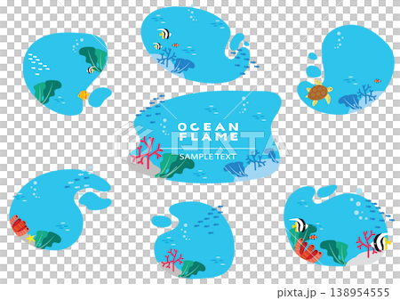 Cute underwater frame set 138954555