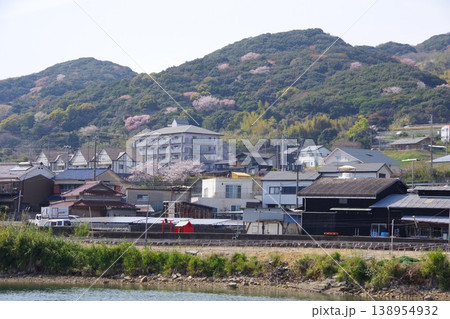 兵庫県淡路市 佐野よい公園から山桜の咲く山側を望む 兵庫県淡路市 佐野よい公園から山桜の咲く山側を望む 138954932