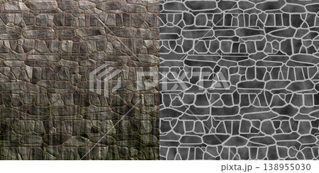 Medieval Fortress Wall Texture and AO Map Comparison View 138955030