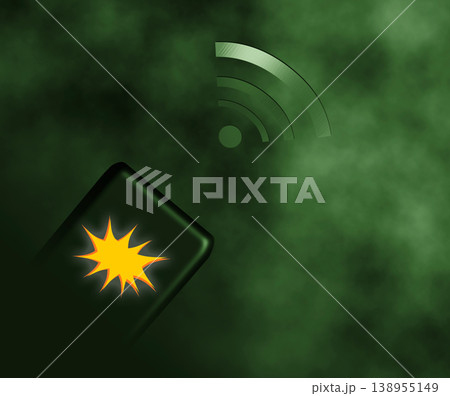 Doom scrolling on mobile cellphone network dark green smoke background 138955149