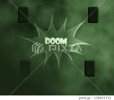 Doom scrolling on mobile cellphone network dark green smoke background 138955152