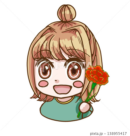 カーネーションを持つイエベ春の女の子のカラーイラスト カーネーションを持つイエベ春の女の子のカラーイラスト 138955417