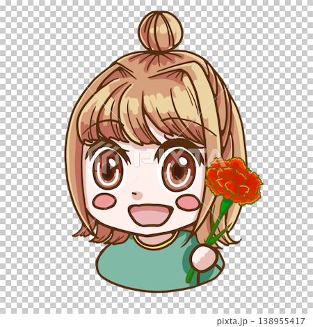 カーネーションを持つイエベ春の女の子のカラーイラスト カーネーションを持つイエベ春の女の子のカラーイラスト 138955417