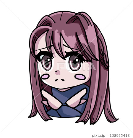 NGサインのブルベ夏の女の子のカラーイラスト NGサインのブルベ夏の女の子のカラーイラスト 138955418