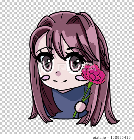 A color illustration of a girl with a cool summer complexion holding a carnation. A color illustration of a girl with a cool summer complexion holding a carnation. 138955419