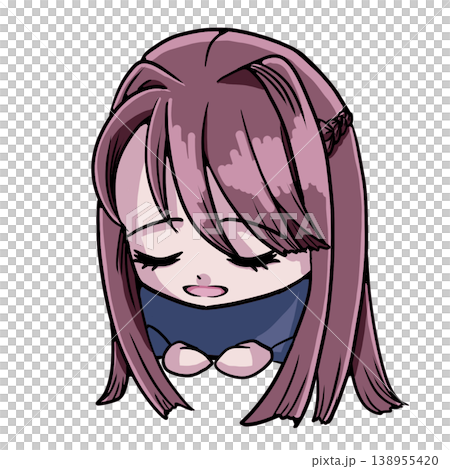 一張Q版彩色插畫,描繪了一個擁有清爽夏日膚色的女孩鞠躬的場景。 一張Q版彩色插畫,描繪了一個擁有清爽夏日膚色的女孩鞠躬的場景。 138955420