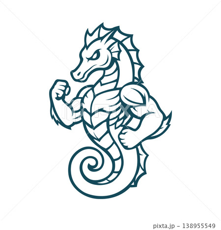 sea horse mascot logo illustration vector design template modern style sea horse mascot logo illustration vector design template modern style 138955549
